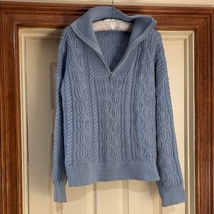 NWOT Elegant Blue Cable Knit Turtleneck Sweater